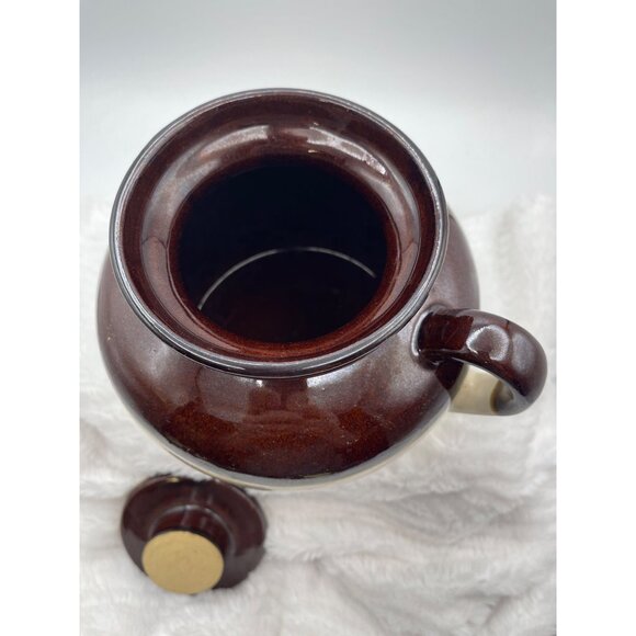 Vintage Roseville Ransbottom RRP McCoy Two Tone Stoneware Bean Pot Crock Lid & H - Picture 4 of 16